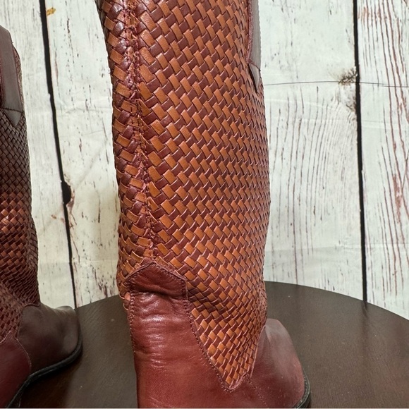 DINGO brown woven leather pointy women’s western boots Music Fest Ready! 9.5 GUC - Picture 9 of 16